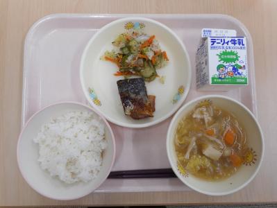 本日の学校給食献立の画像
