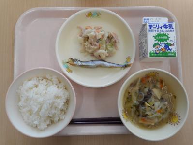 本日の学校給食献立の画像