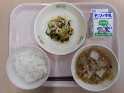 本日の学校給食献立の画像