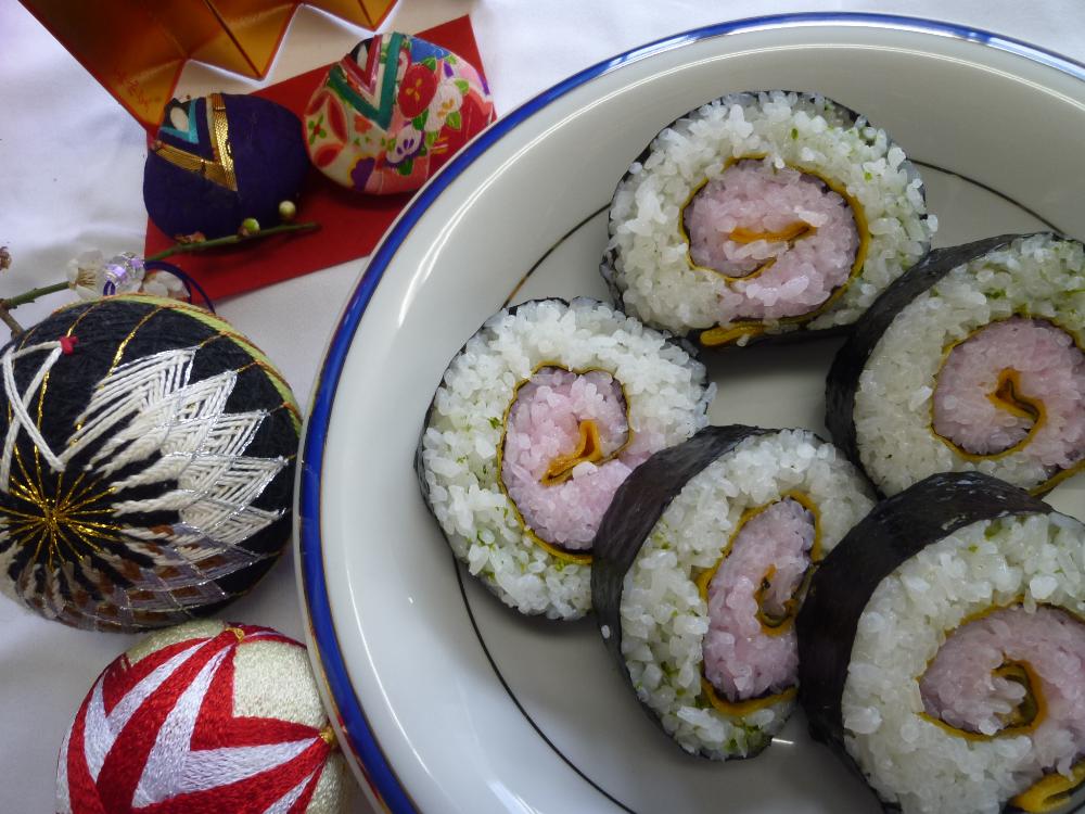 うずまき飾り巻き寿司の画像