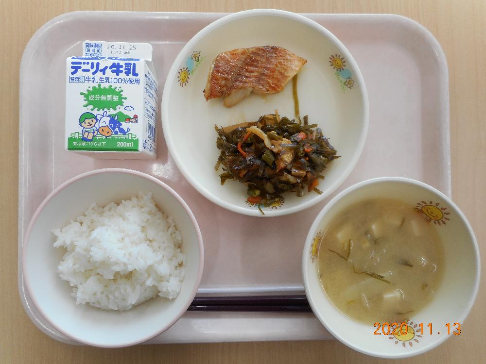 本日の学校給食献立の画像