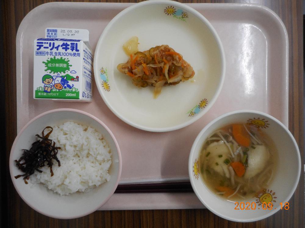 本日の学校給食献立の画像