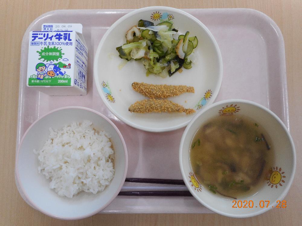 本日の学校給食献立の画像