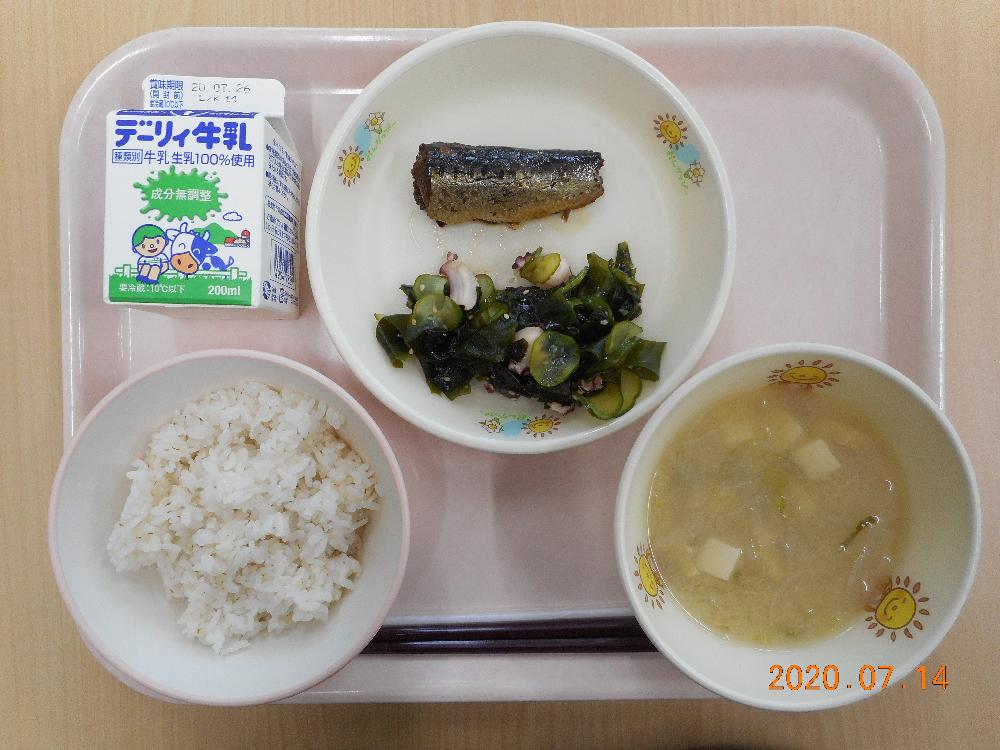 本日の学校給食献立の画像