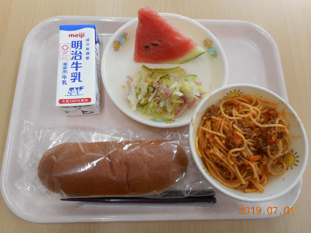 本日の学校給食献立の画像