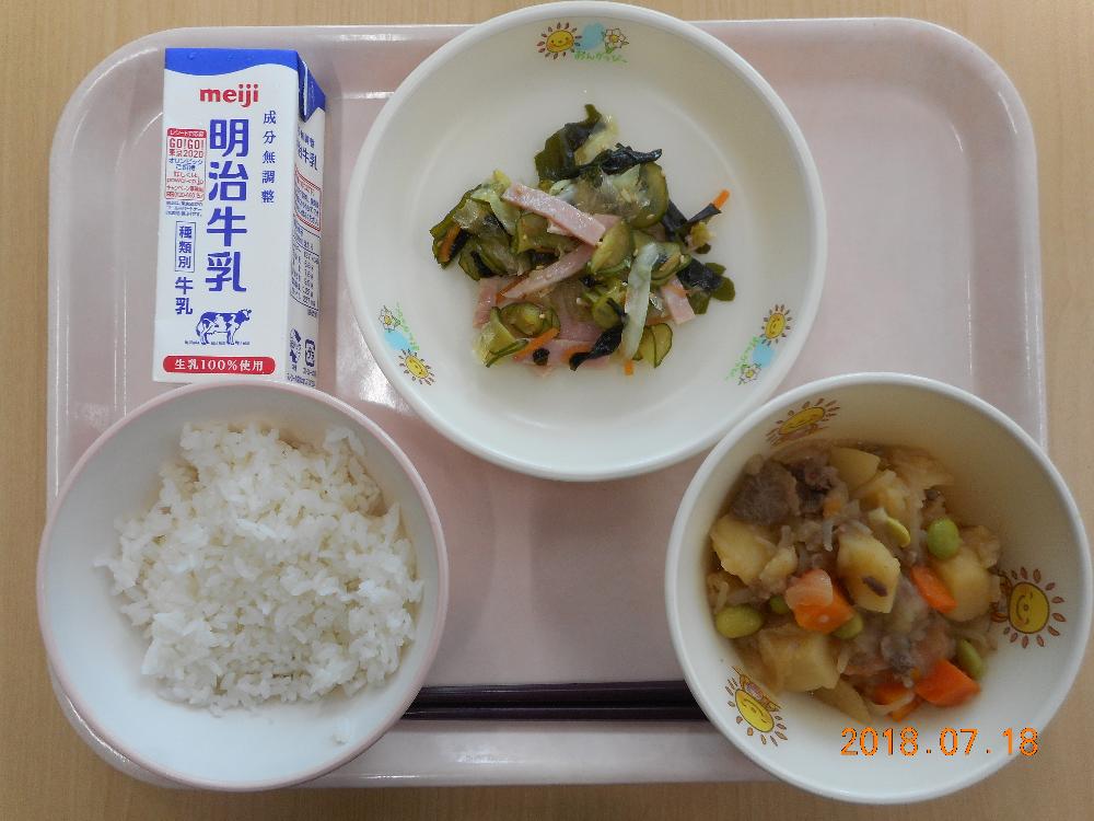 本日の学校給食献立の画像