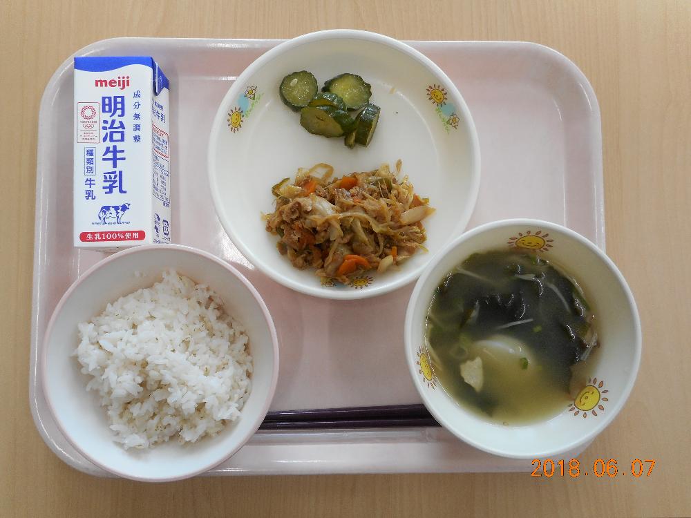 本日の学校給食献立の画像