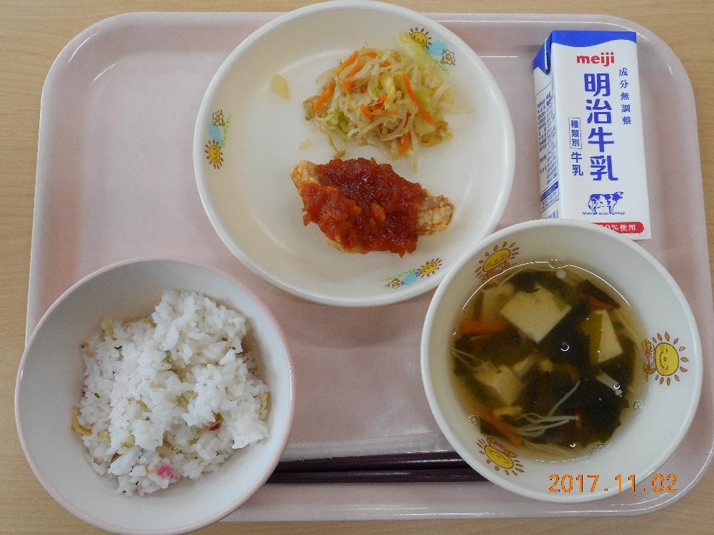 本日の学校給食献立の画像