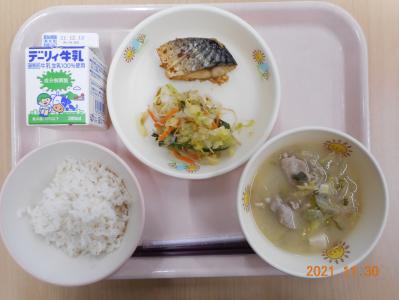 本日の学校給食献立の画像