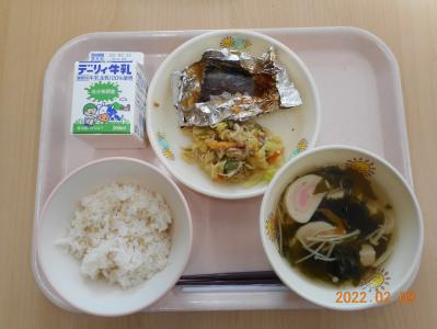 本日の学校給食献立の画像