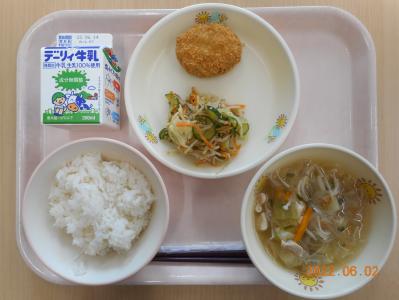 本日の学校給食献立の画像