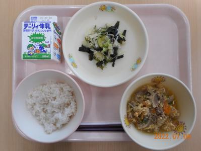 本日の学校給食献立の画像