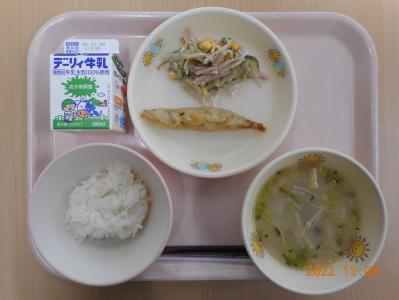 本日の学校給食献立の画像