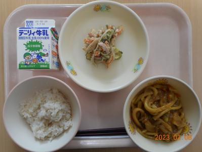 本日の学校給食献立の画像