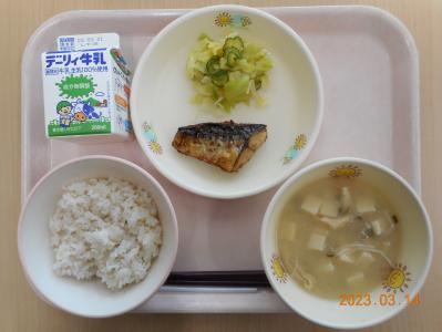 本日の学校給食献立の画像