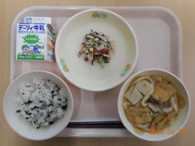 本日の学校給食献立の画像