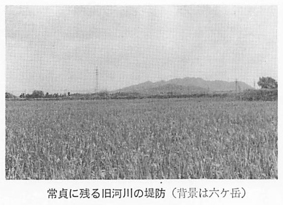 常貞に残る旧河川の堤防