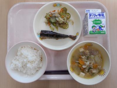 本日の学校給食献立の画像